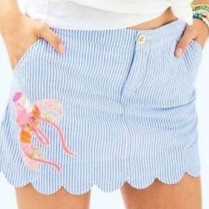 Lilly Pulitzer Colette skort in Bennett blue yarn striped seersucker size 12 NWT